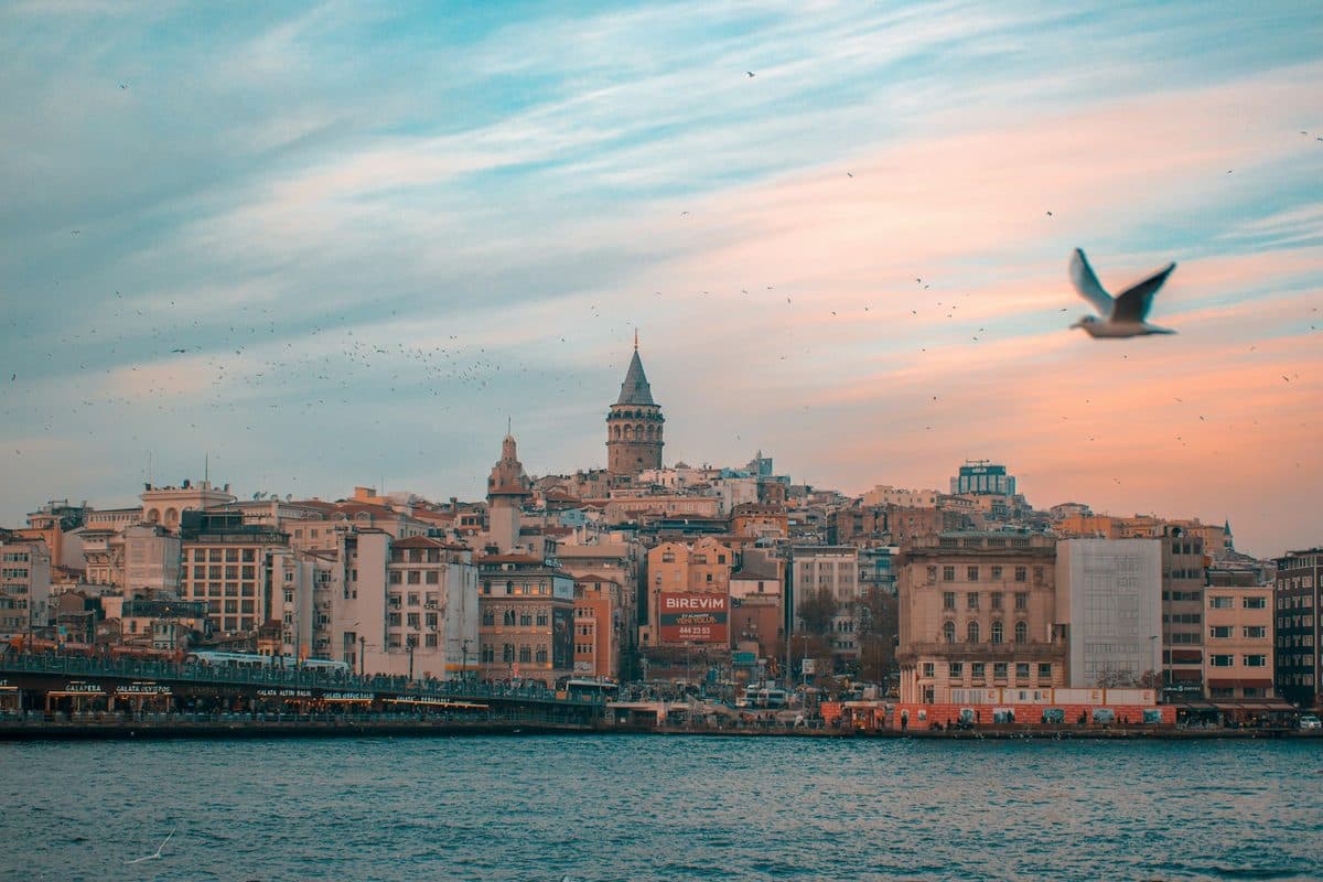 Galata Tower and the Bosphorus at sunset